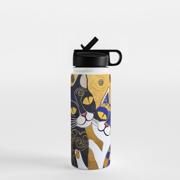 Gustav Klimt Cat Kiss Water Bottle Gallery Image 1