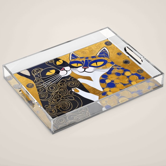 Gustav Klimt Cat Kiss Acrylic Tray Gallery Image 1
