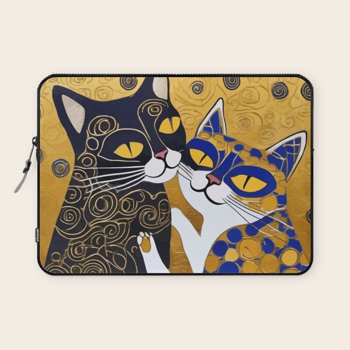 Gustav Klimt Cat Kiss Laptop Sleeve Gallery Image 1