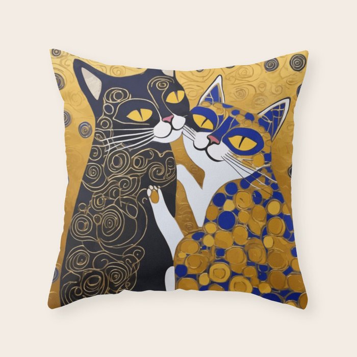 Gustav Klimt Cat Kiss Throw Pillow Gallery Image 6