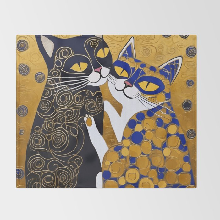 Gustav Klimt Cat Kiss Throw Blanket Gallery Image 2