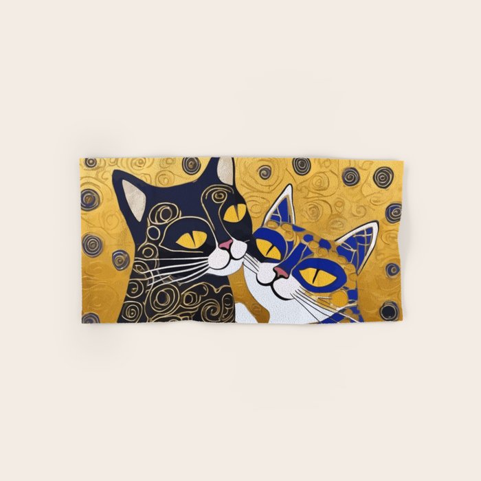 Gustav Klimt Cat Kiss Bath Towel Gallery Image 1
