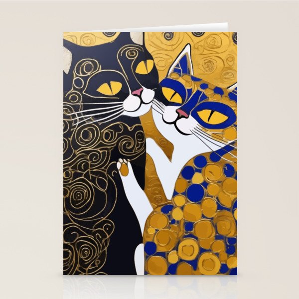 Gustav Klimt Cat Kiss Stationery Card Gallery Image 2