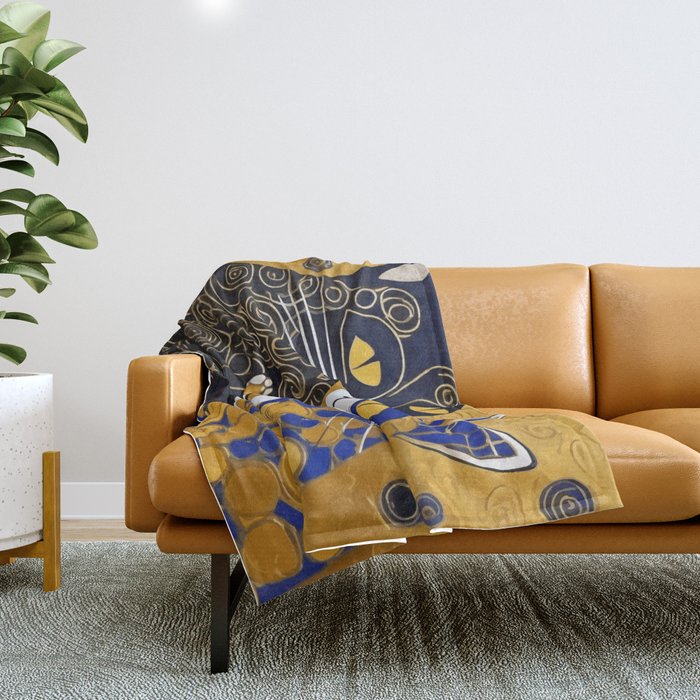 Gustav Klimt Cat Kiss Throw Blanket Gallery Image 1