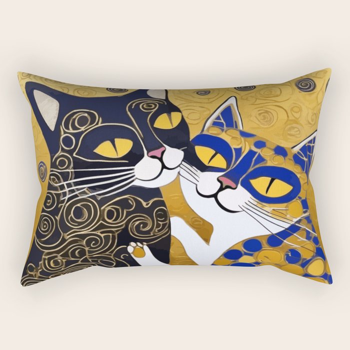 Gustav Klimt Cat Kiss Rectangular Pillow Gallery Image 1