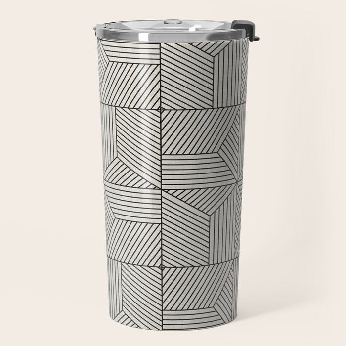 bohemian geometric tiles - bone Travel Mug Gallery Image 2
