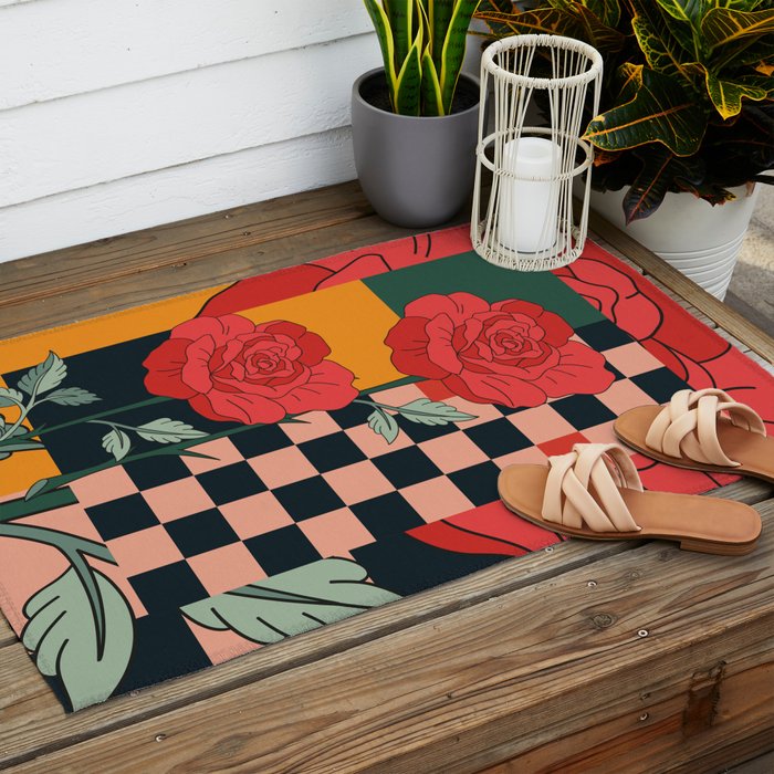 Red Roses Outdoor Rug Gallery Image 2
