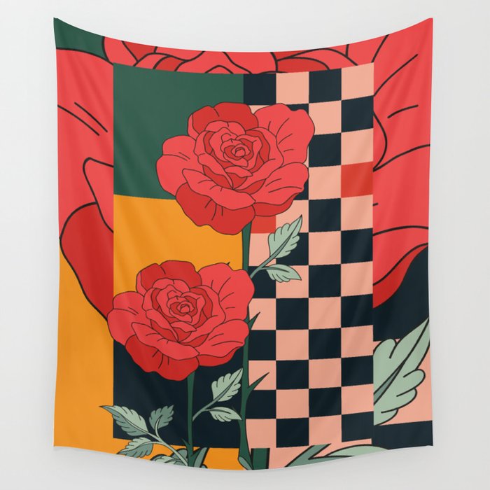 Red Roses Wall Tapestry Gallery Image 4
