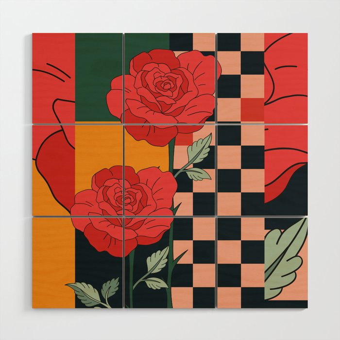 Red Roses Wood Wall Art Gallery Image 1