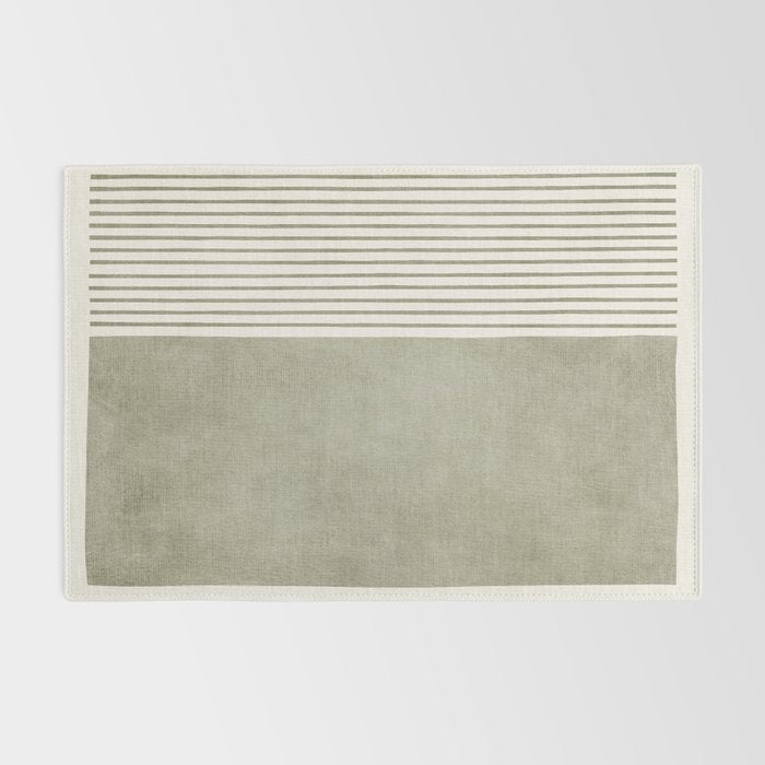 Green Lines Minimalist Modern Neutral Art Rug Gallery Image 2