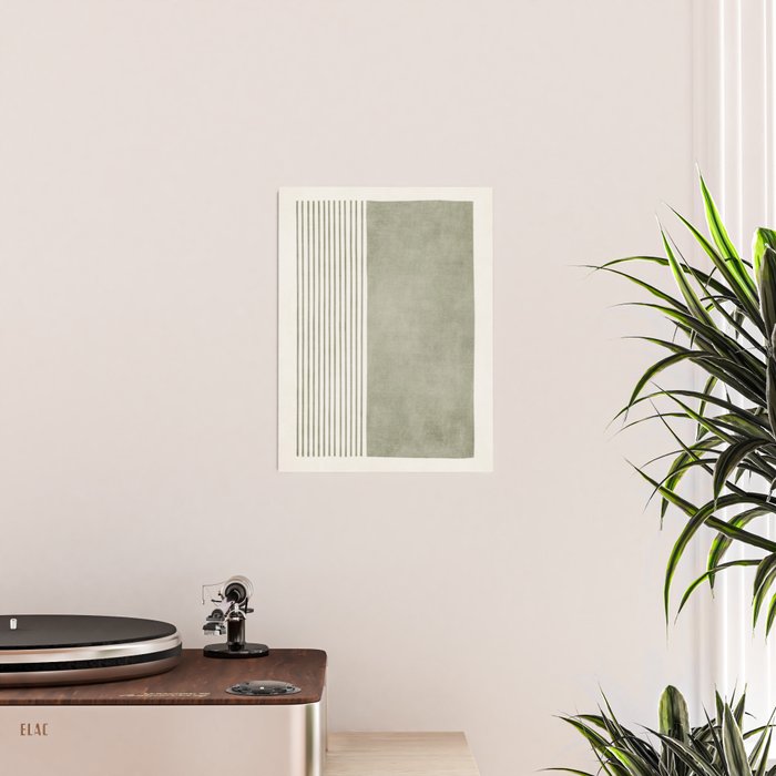 Green Lines Minimalist Modern Neutral Art Poster Gallery Image 2