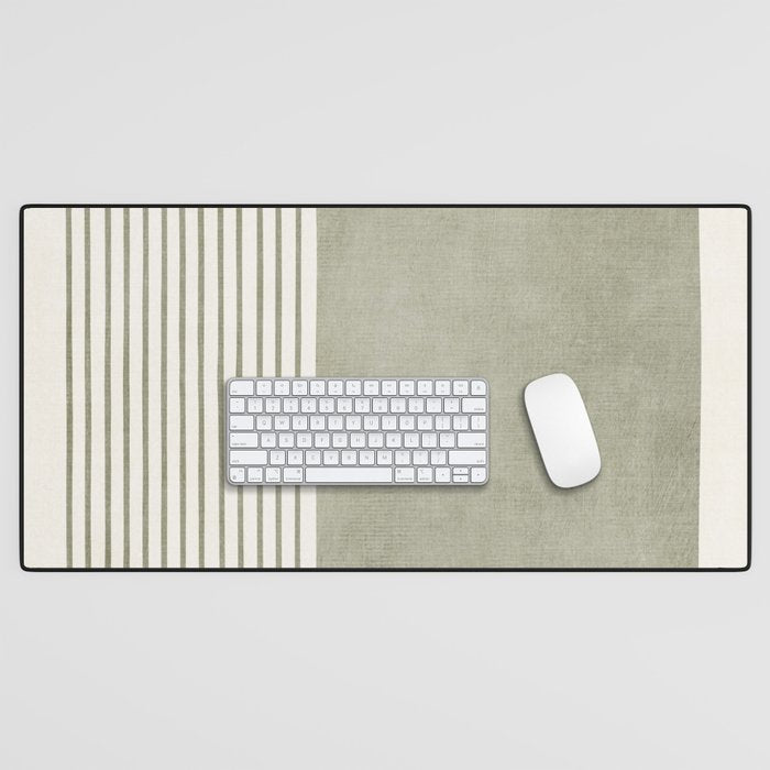 Green Lines Minimalist Modern Neutral Art Desk Mat Gallery Image 1