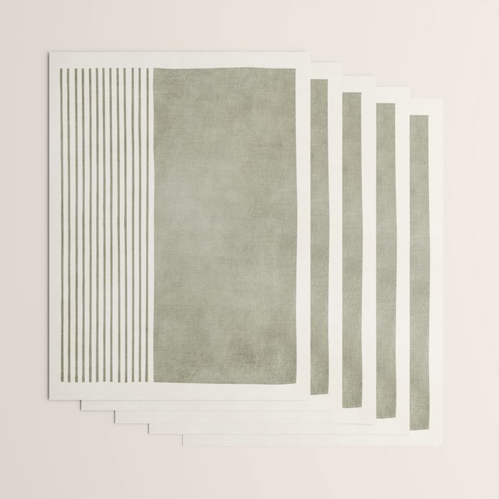 Green Lines Minimalist Modern Neutral Art Wrapping Paper Gallery Image 3
