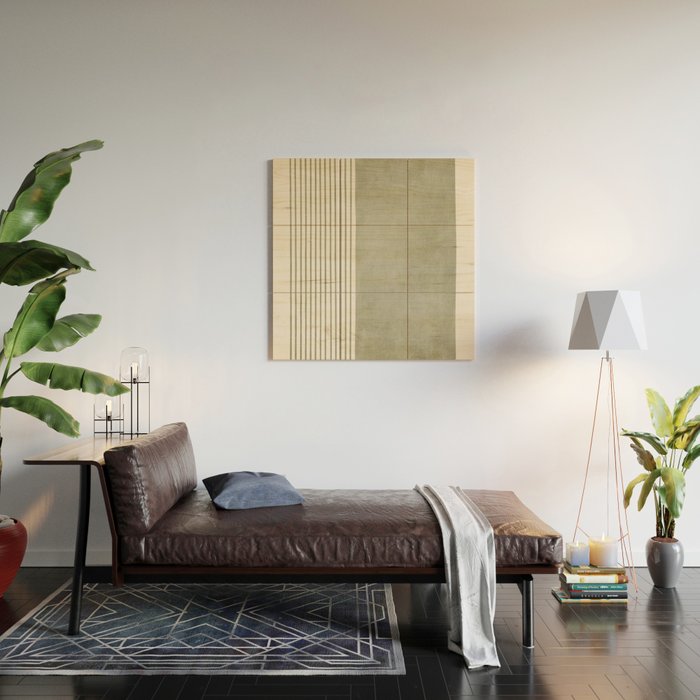 Green Lines Minimalist Modern Neutral Art Wood Wall Art Gallery Image 2