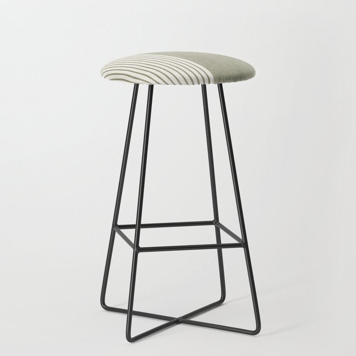 Green Lines Minimalist Modern Neutral Art Stool Gallery Image 1