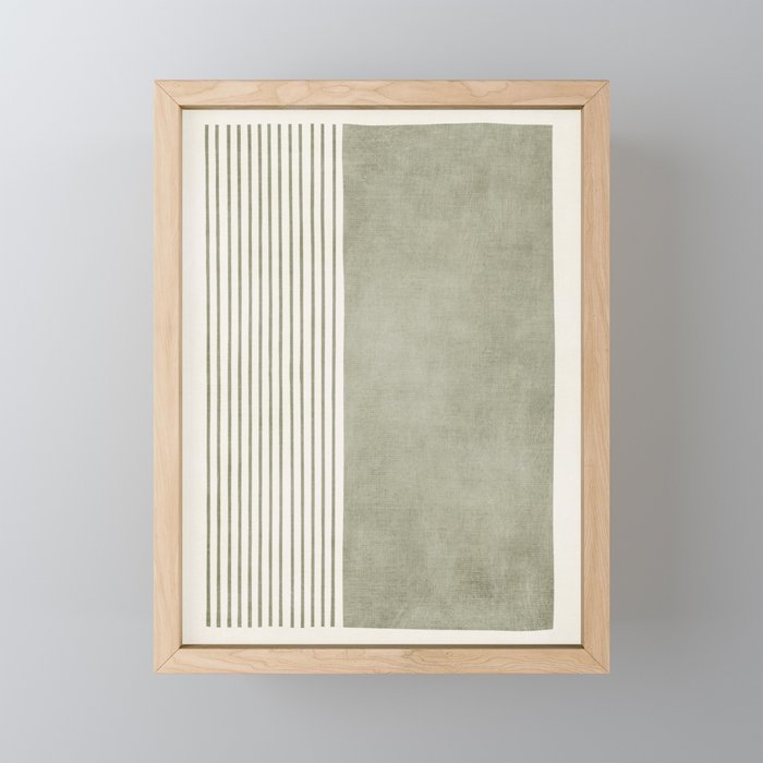 Green Lines Minimalist Modern Neutral Art Mini Art Print Gallery Image 1