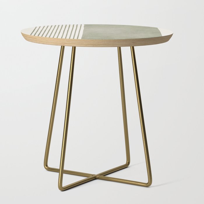 Green Lines Minimalist Modern Neutral Art Side Table Gallery Image 1