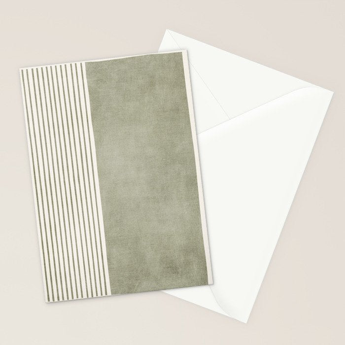 Green Lines Minimalist Modern Neutral Art Stationery Card Gallery Image 2