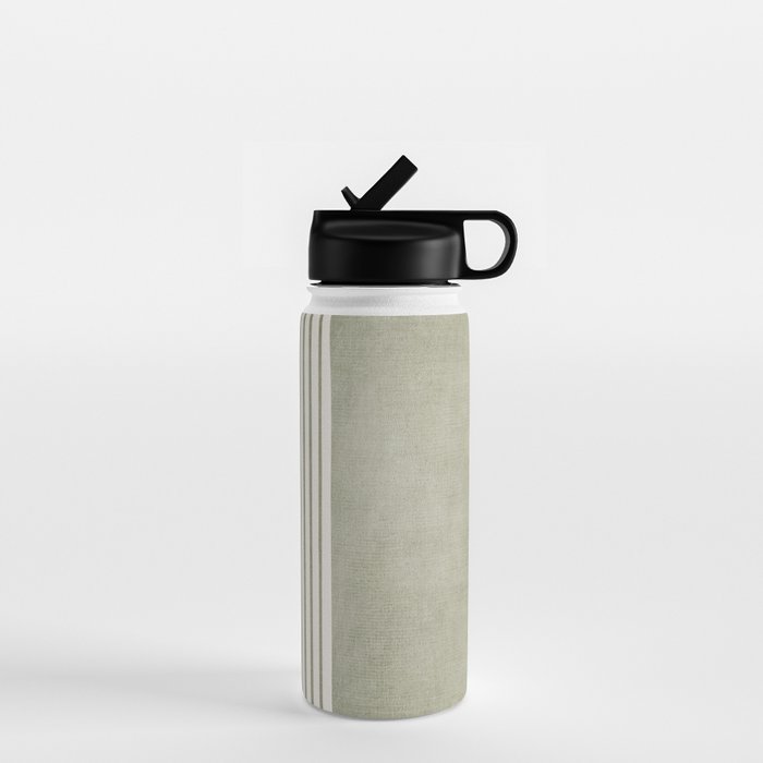 Green Lines Minimalist Modern Neutral Art Water Bottle Gallery Image 1