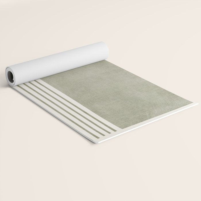 Green Lines Minimalist Modern Neutral Art Yoga Mat Gallery Image 2