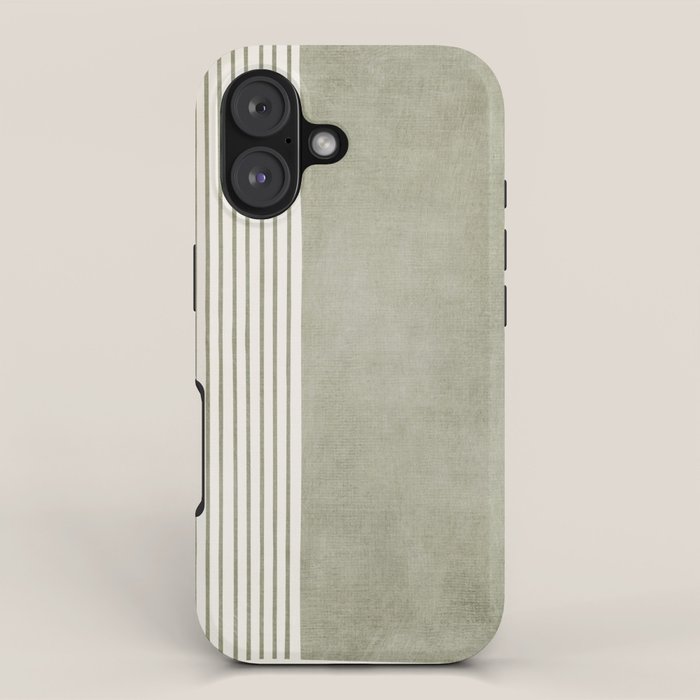Green Lines Minimalist Modern Neutral Art iPhone Case Gallery Image 1