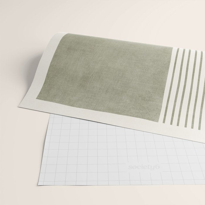 Green Lines Minimalist Modern Neutral Art Wrapping Paper Gallery Image 2