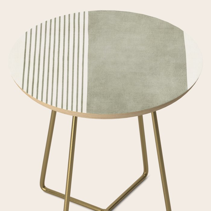 Green Lines Minimalist Modern Neutral Art Side Table Gallery Image 2