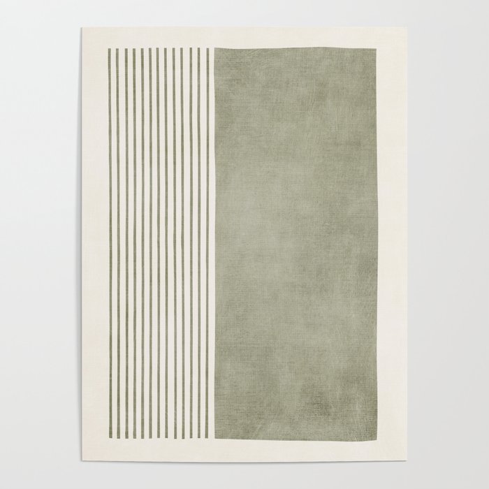 Green Lines Minimalist Modern Neutral Art Poster Gallery Image 4