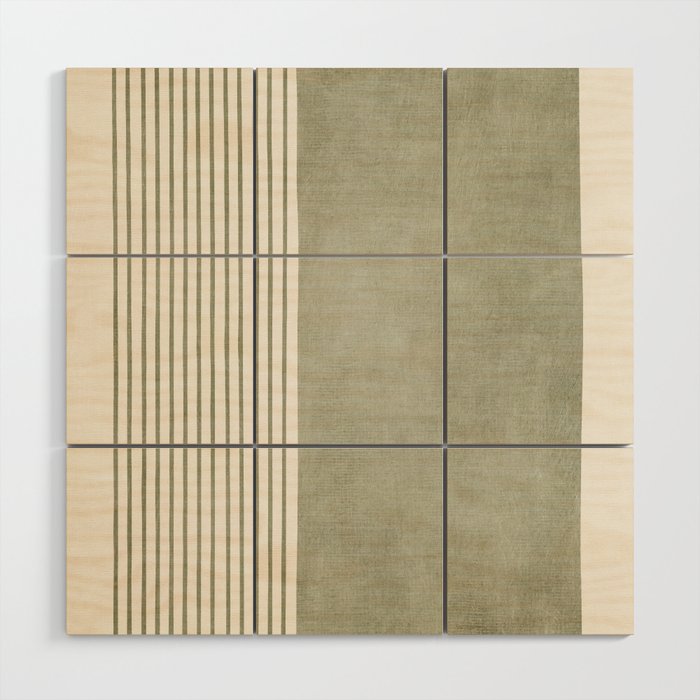 Green Lines Minimalist Modern Neutral Art Wood Wall Art Gallery Image 1