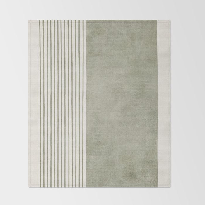Green Lines Minimalist Modern Neutral Art Throw Blanket Gallery Image 2