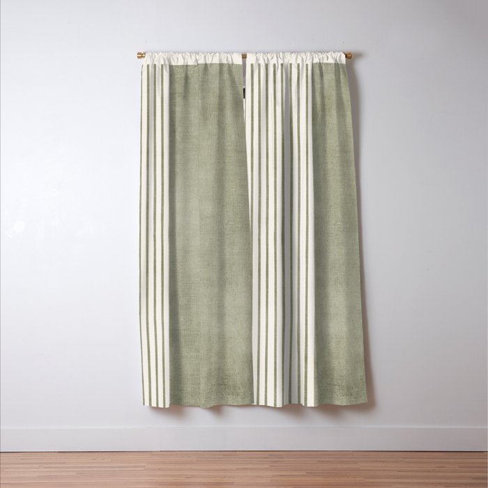 Green Lines Minimalist Modern Neutral Art Window Curtain Gallery Image 3