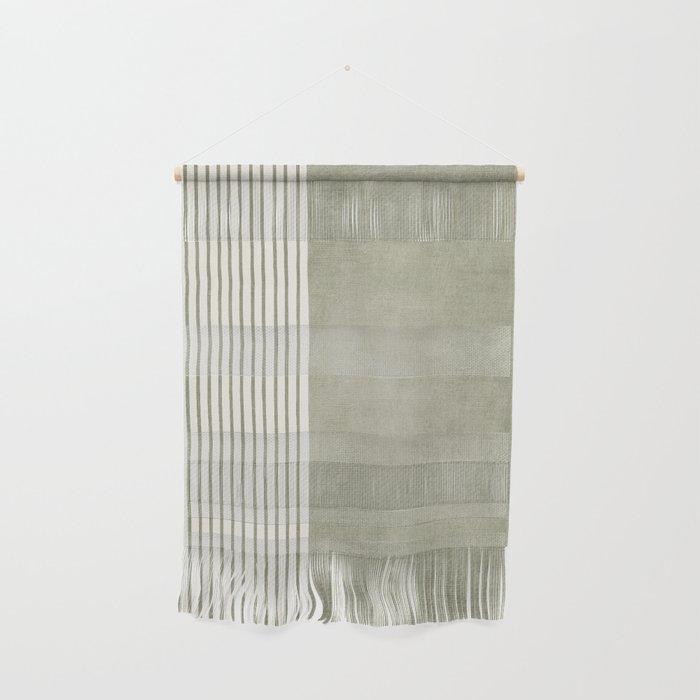 Green Lines Minimalist Modern Neutral Art Wall Hanging Gallery Image 1