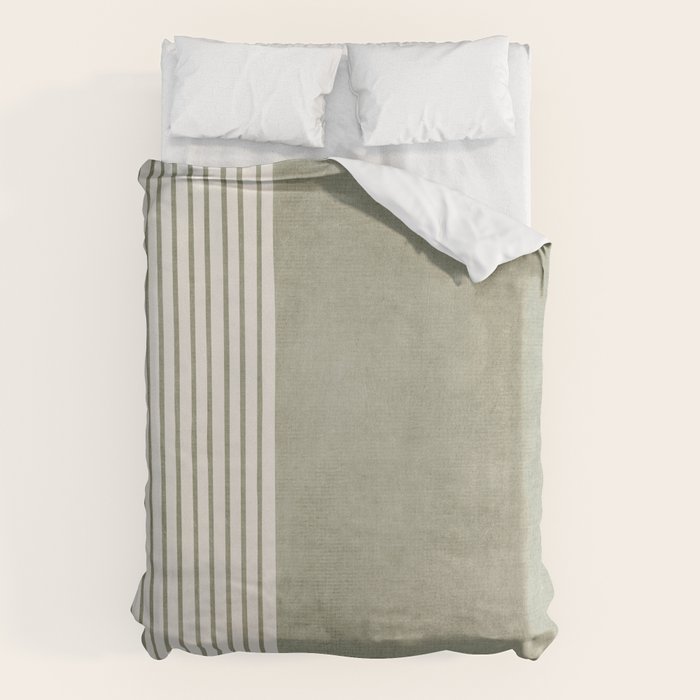 Green Lines Minimalist Modern Neutral Art Duvet Cover Gallery Image 6