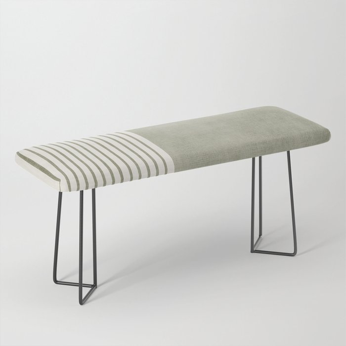 Green Lines Minimalist Modern Neutral Art Bench Gallery Image 1