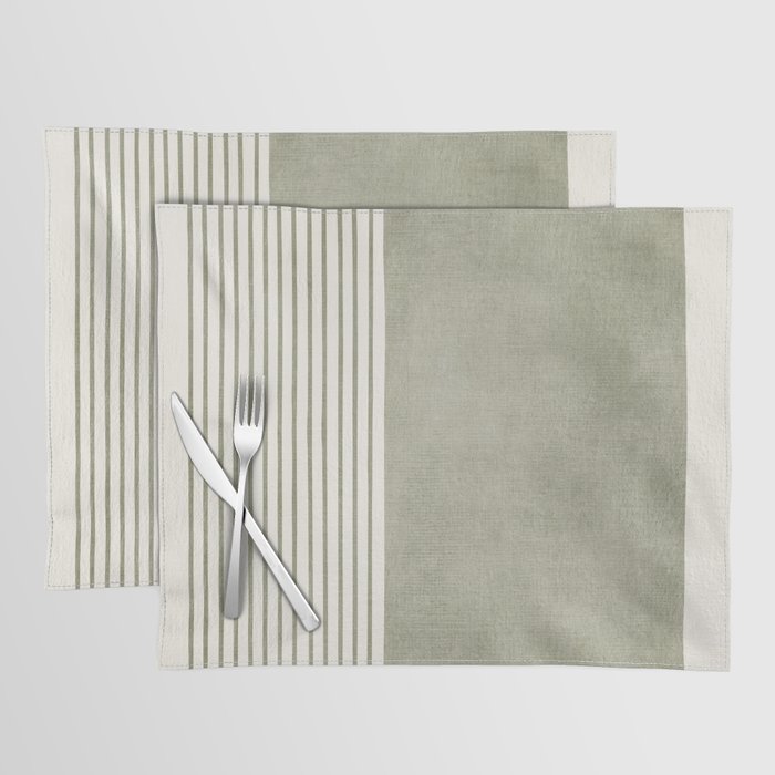 Green Lines Minimalist Modern Neutral Art Placemat Gallery Image 1