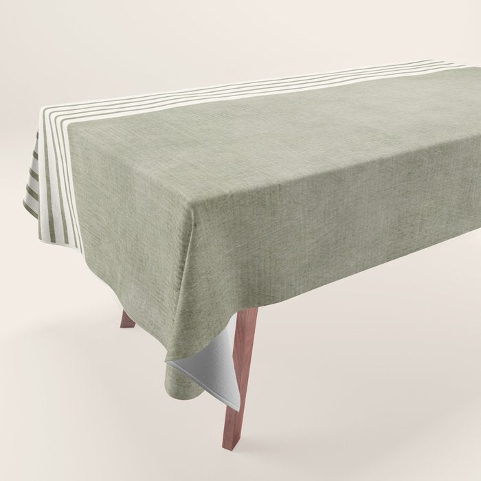 Green Lines Minimalist Modern Neutral Art Tablecloth Gallery Image 1