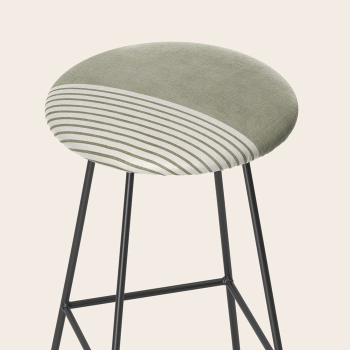 Green Lines Minimalist Modern Neutral Art Stool Gallery Image 2