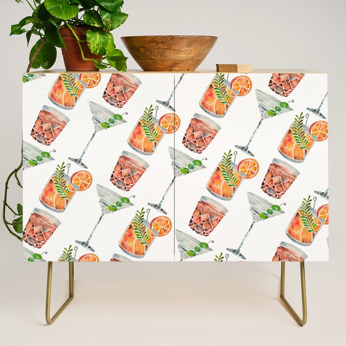 Classic Cocktails  - 1960s Watercolor Lineup Credenza Gallery Image 1