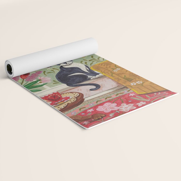 Cat in front of window in Paris  Yoga Mat Gallery Image 2