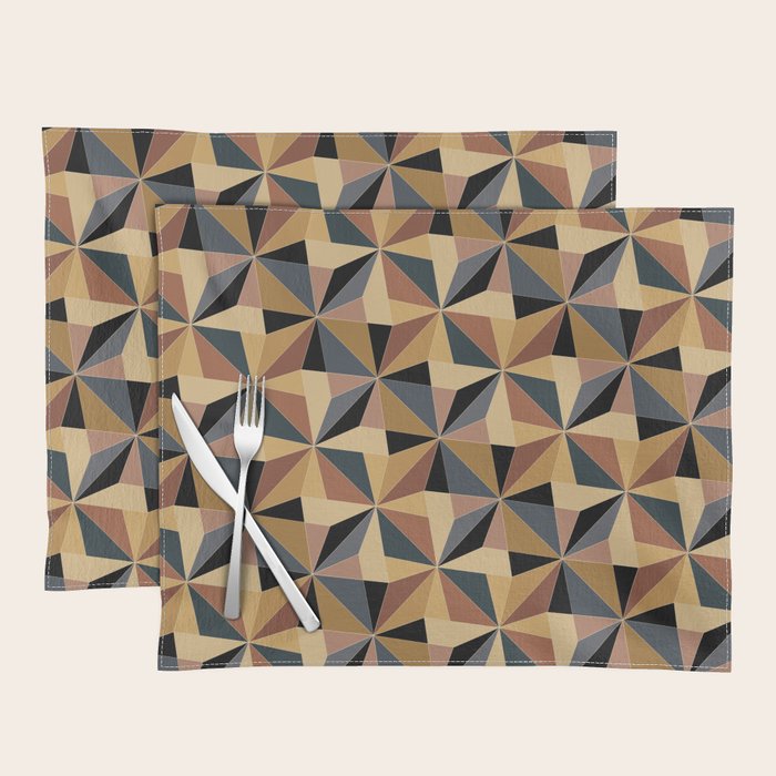 Kaleidoscope Tile Pattern I Bold Neutral Earthy Placemat Gallery Image 1