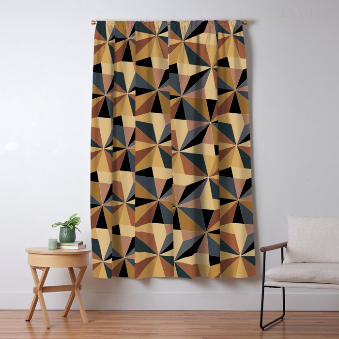 Kaleidoscope Tile Pattern I Bold Neutral Earthy Window Curtain Gallery Image 1