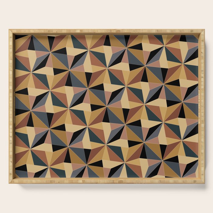 Kaleidoscope Tile Pattern I Bold Neutral Earthy Serving Tray Gallery Image 1