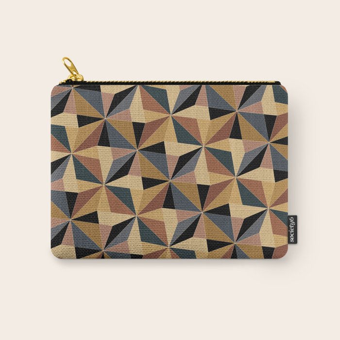 Kaleidoscope Tile Pattern I Bold Neutral Earthy Carry All Pouch Gallery Image 1