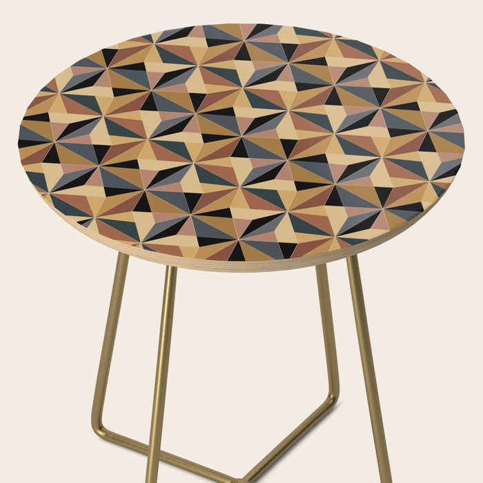 Kaleidoscope Tile Pattern I Bold Neutral Earthy Side Table Gallery Image 2