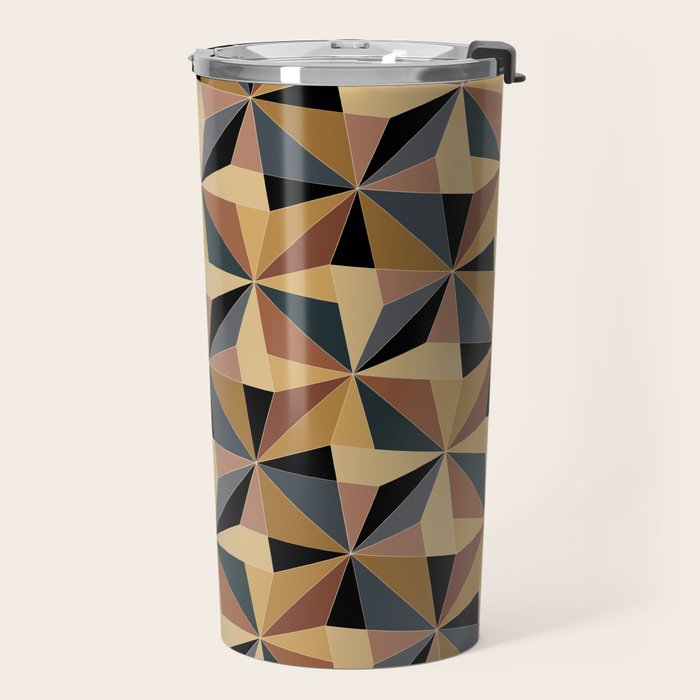 Kaleidoscope Tile Pattern I Bold Neutral Earthy Travel Mug Gallery Image 2