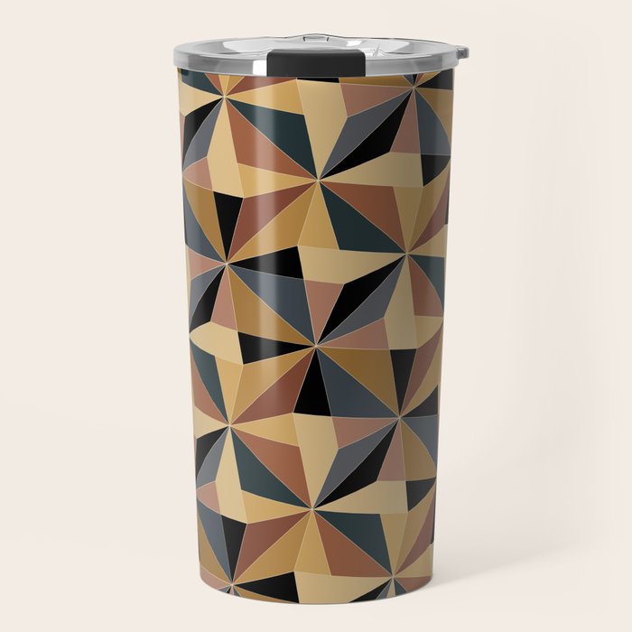Kaleidoscope Tile Pattern I Bold Neutral Earthy Travel Mug Gallery Image 1