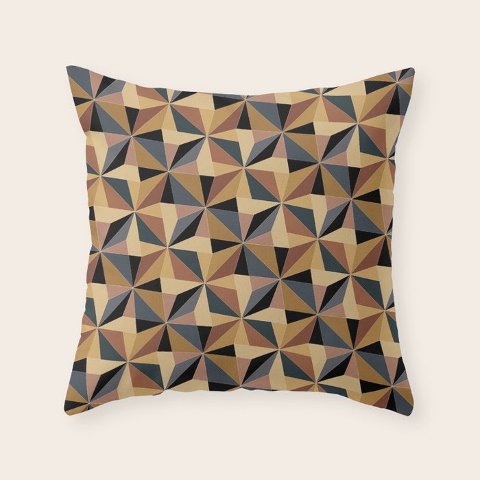 Kaleidoscope Tile Pattern I Bold Neutral Earthy Throw Pillow Gallery Image 1
