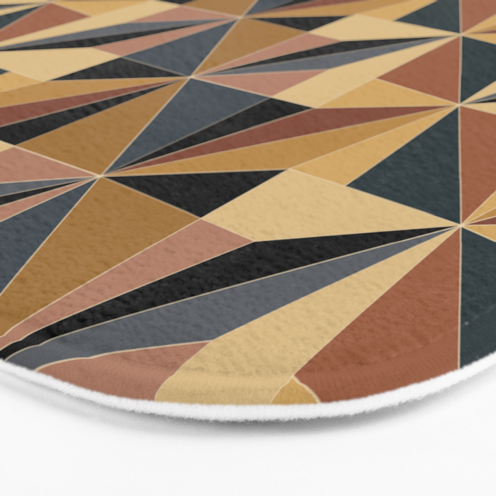 Kaleidoscope Tile Pattern I Bold Neutral Earthy Bath Mat Gallery Image 3