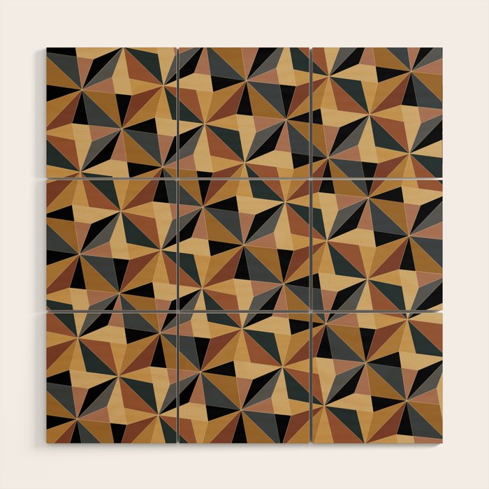 Kaleidoscope Tile Pattern I Bold Neutral Earthy Wood Wall Art Gallery Image 1
