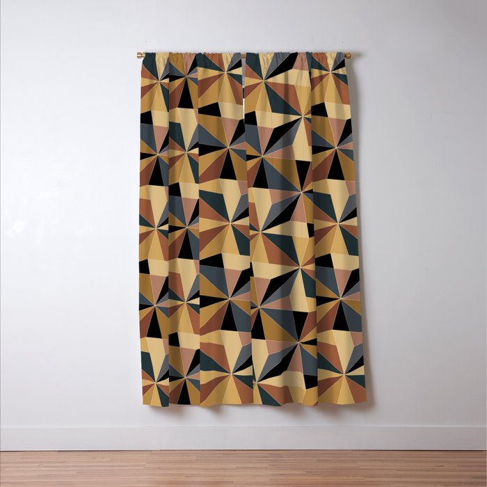 Kaleidoscope Tile Pattern I Bold Neutral Earthy Window Curtain Gallery Image 3